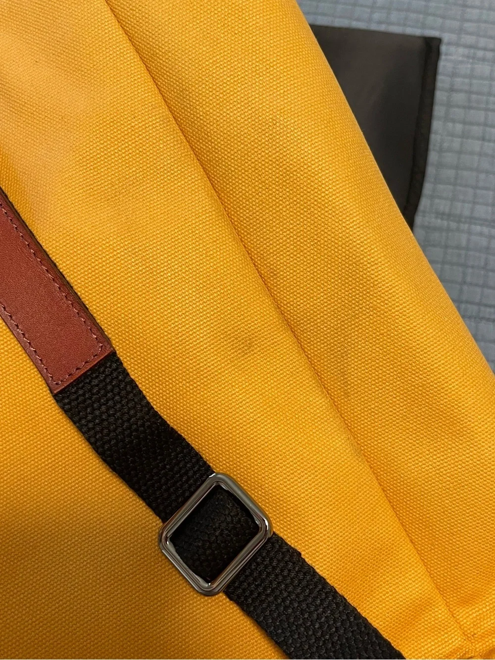 ARCH Yellow Canvas Tote Diaper Bag with Brown Leather Straps